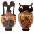 Set of 2 multicolor vases 13,5cm,Ancient Greek Pottery,Shows God Dionysus and Goddess Aphrodite