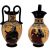 Set of 2 Black figure vases 13cm,Ancient  Greek Pottery,Shows God Poseidon and Goddess Athena